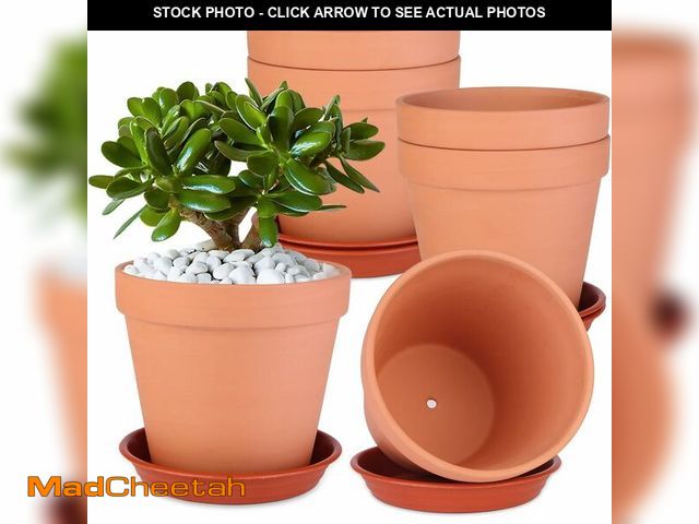 Lot 74-14262006 - Tuqaumu 6 Pack 6 Inch Terracotta &amp; Clay Pots with Saucer for Plants, Large Terra Cotta Plant Pot...
