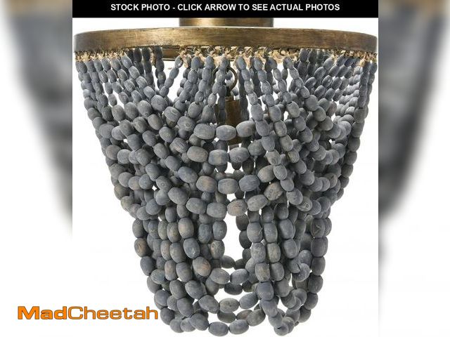 Lot 74-12136869 - Creative Co-Op 2-Tier Draped Wood Bead Semi-Flush Mount Ceiling Light - UNUSED