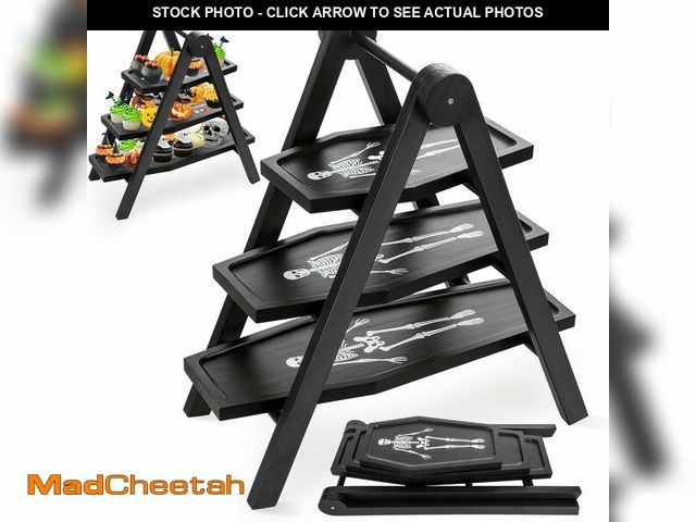 Lot 74-12718668 - Vynium Halloween Coffin Charcuterie Board, 3 Tiered Coffin Cupcake Stand for Gothic Party, Halloween...