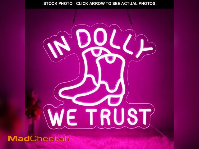 Lot 74-14268508 - In Dolly We Trust Neon Signs for Wall Decor Pink Country Retro Style Cowgirl Boots Art Decor Western...