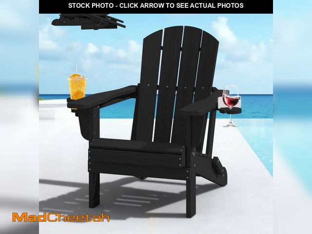 Lot 74-13815613 - SERWALL Folding Adirondack Chair Set with Dual Cup Holders &amp; Phone Holder, All-Weather HDPE Fire...