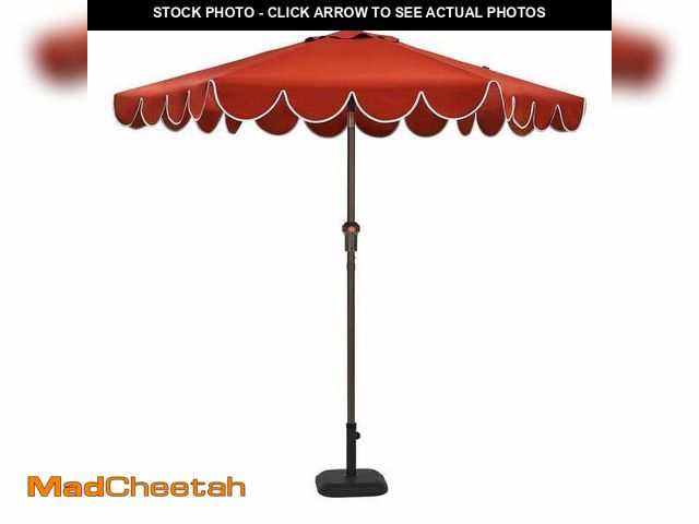 Lot 74-14467907 - Hampton Bay 7.5 ft. Steel and Aluminum Market Crank and Tilt Patio Umbrella in Chili with Scallop Tr...