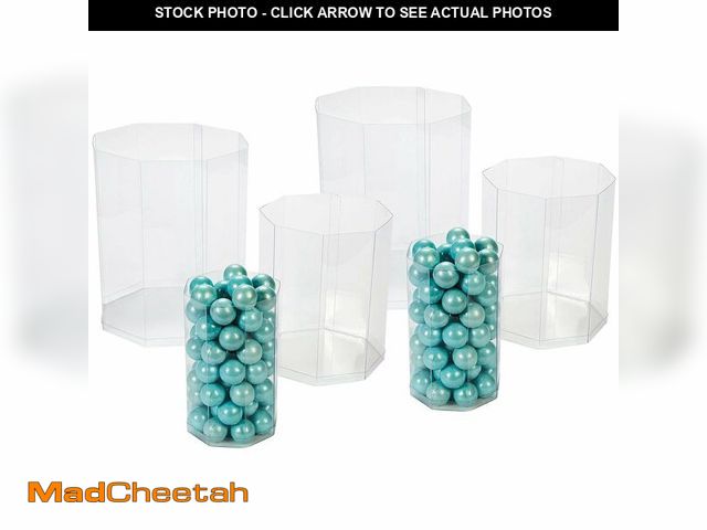 Lot 74-14297213 - Fun Express Clear Octagon Candy Jar Set of 6 Plastic Candy Containers for Candy Buffet - Large Candy...