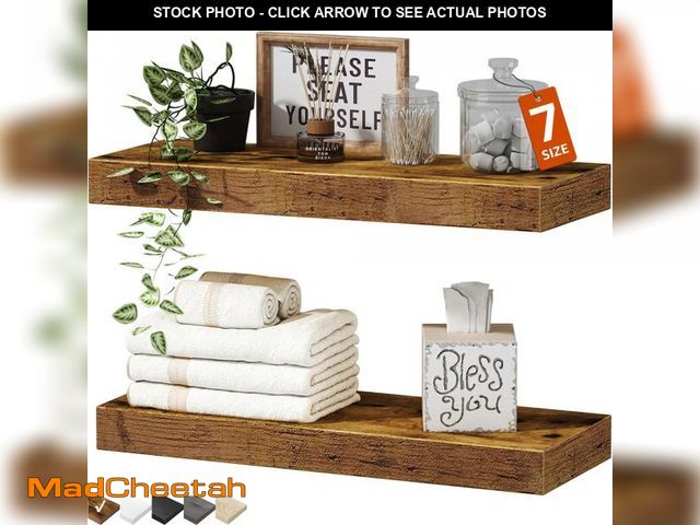 Lot 74-12441318 - QEEIG Bathroom Floating Shelves for Wall Mounted Shelf Over Toilet Farmhouse Home Decor Display Shel...