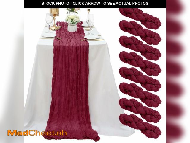 Lot 74-12449981 - 8 Pack Burgundy Cheesecloth Table Runner 10Ft Cheese Cloth Table Runner 35x120Inch Boho Gauze Table ...