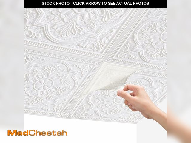 Lot 74-14057850 - Ceiling Tiles, 3D Wall Panels Foam Peel and Stick, 16 Pcs Waterproof Ceiling Tiles Foam, Covered 21 ...