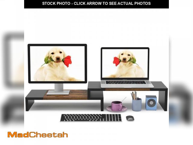 Lot 74-12123057 - WESTREE Dual Monitor Stand - Riser 2 Shelf Computer with Adjustable Length and Angle, Stands for Mon...