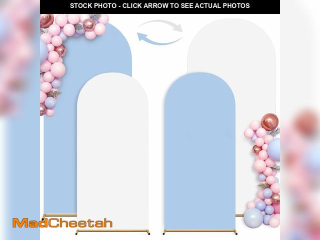 Lot 74-14215143 - White Blue Arch Backdrop Cover Set of 2 (6FT/7.2FT) Arch Cover Spandex Party Wedding Arch Stand Cove...