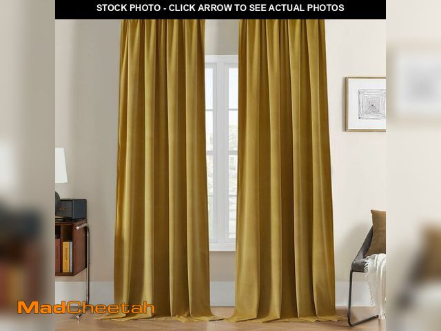 Lot 74-13961975 - Joydeco Brown Velvet Curtains 63 inch Length 2 Panels, Luxury Blackout Rod Pocket Thermal Insulated ...