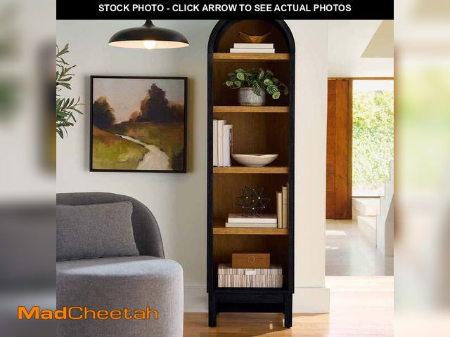 Lot 74-12982404 - Better Homes &amp; Gardens Juliet Narrow Arch Bookcase, Rich Black and Light Honey - UNUSED