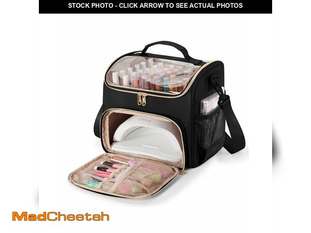 Lot 74-14383300 - Nail Bag Organizer Case Holds 42 Bottles, Double-Layer Nail Polish Bag - USED