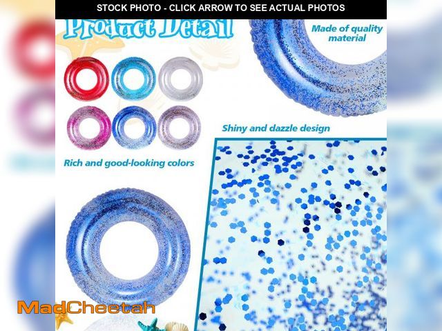 Lot 74-12437946 - Junkin 12 Pack Inflatable Pool Float Tube 31.5 Inch Glitter Swim Tubes Rings Confetti Water Tube Col...
