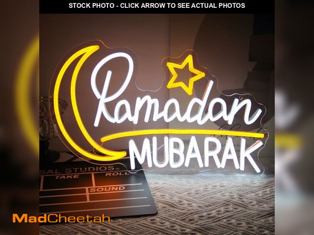 Lot 74-13547619 - Ramadan Mubarak Neon Sign Islamic Wall Art Eid Mubarak Sign Moon Star LED Neon Light Dimmable Ramada...