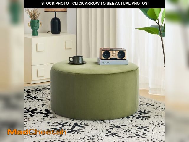 Lot 74-13049529 - Christopher Knight Home 30"Ottoman Foot Stool Round, Velvet Pouf Footstool Ottoman Seat, Upholstery ...