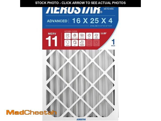 Lot 74-13844330 - Aerostar 16x25x4 MERV 8 Air Filter, 2 Count, ACTUAL SIZE (15.50 x 24.50 x 3.75) HVAC, Furnace Filter...