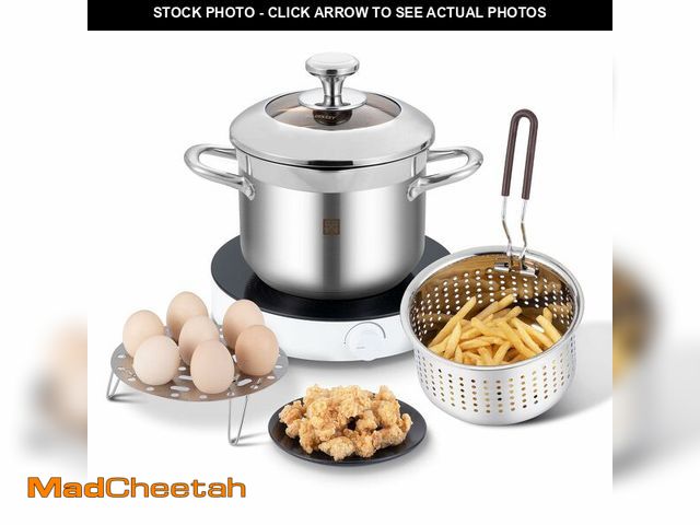 Lot 74-13767186 - GOLDEN KEY Deep Fryer Pot with Basket and Lid,4.0L/4.2QT 304 Stainless Steel Standard Capacity Multi...