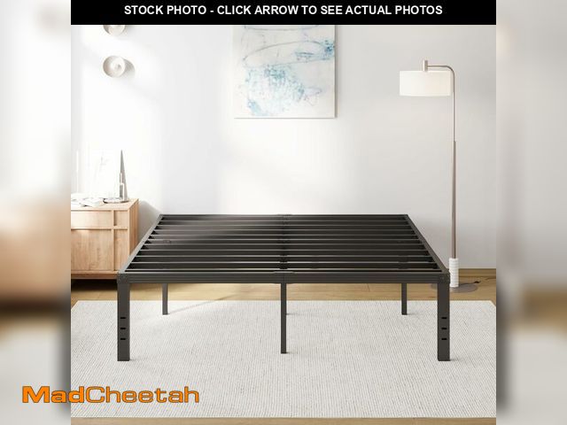 Lot 74-13075474 - COMASACH 18 Inch Tall Metal Platform King Size Bed Frames with Maximum Storage, Anti-Slip Strengthen...
