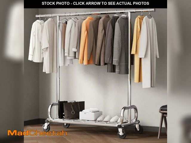 Lot 74-12670035 - HOKEEPER Heavy Duty 450 lbs Capacity Clothing Rack with Shelves, Garment Rack, Adjustable Rolling Co...