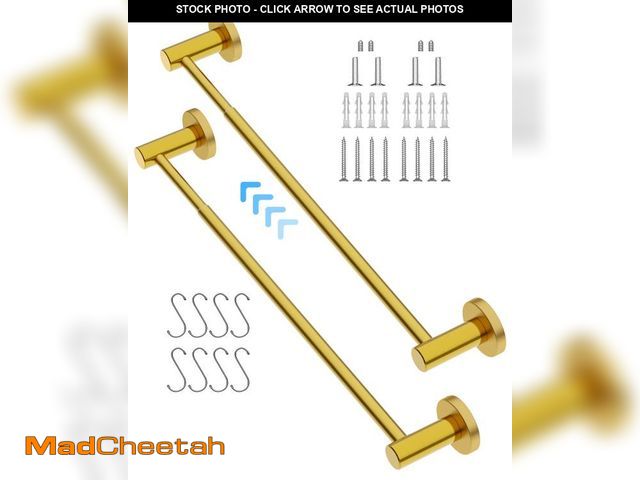 Lot 74-12401674 - 2 Pack Adjustable 16 to 27.6 Inch Single Gold Towel Bar, iMomwee SUS304 Stainless Steel Bath Towel H...