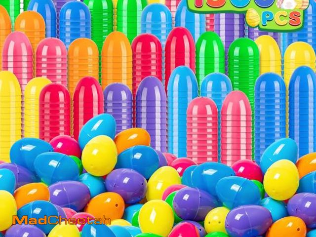 Lot 74-12525074 - Duchong 1500 Count Plastic Easter Eggs Bulk, 2.4" Fillable Empty Easter Eggs in 8 Colors, Easter Hun...