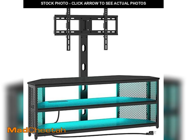 Lot 74-12633313 - Rolanstar TV Stand with Mount and Power Outlet, Swivel TV Stand with LED Lights for 32/45/55/60/65/7...