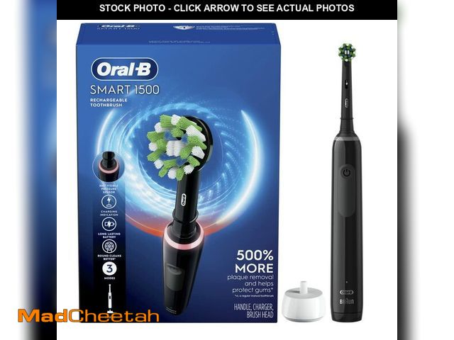 Lot 74-14270828 - Oral-B Smart 1500 Electric Power Rechargeable Battery Toothbrush, Black - UNUSED