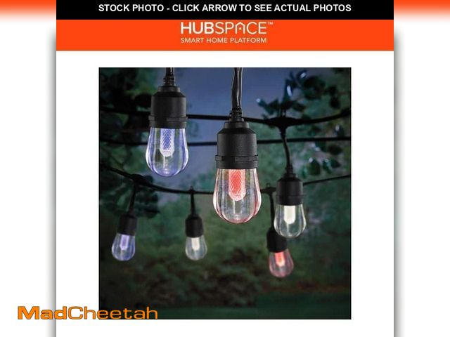Lot 74-14222931 - Hampton Bay Smart Black 12-Light 24 ft. Indoor/Outdoor Plug-in Integrated LED RGBW String Light with...