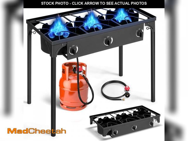 Lot 74-12482284 - Ktaxon 3 Burner Gas Propane Cooker Outdoor Camping Picnic Stove Stand BBQ Grill - UNUSED