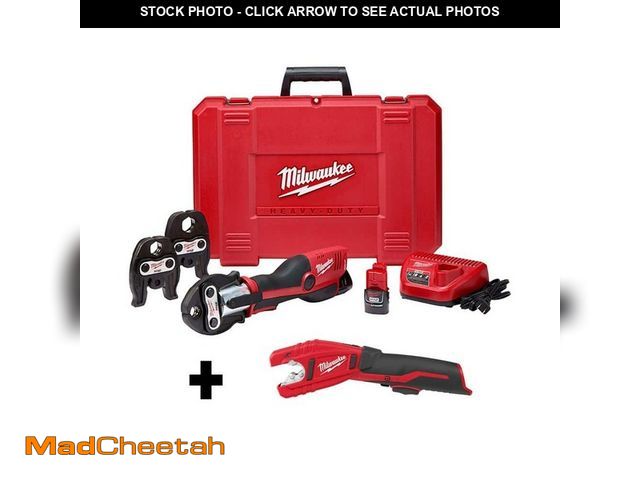 Lot 74-12811463 - Milwaukee M12 12-Volt Lithium-Ion Force Logic Cordless Press Tool Kit with M12 Copper Tubing Cutter ...