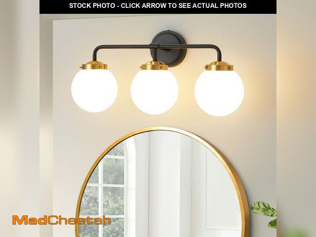 Lot 74-14368445 - Bathroom Light Fixtures 22.4in 3-Light Black Gold Vanity Lights for Mirror - UNUSED
