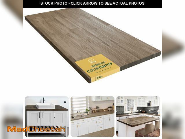 Lot 74-12898633 - Bme Hevea Solid Wood Butcher Block Countertop, Wood Table Top, Butcher Block Desk Table Top for DIY ...