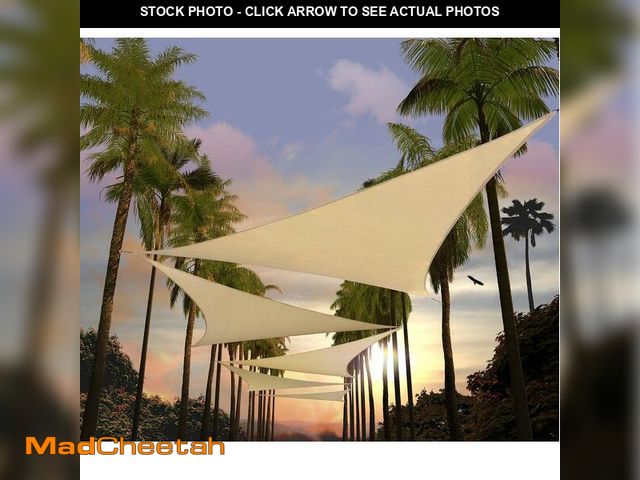 Lot 74-13947306 - Amgo 10' x 10' x 10' Beige Triangle Shade Sail, UPF50+ Heavy Duty Outdoor Shade, 200GSM HDPE Water &...
