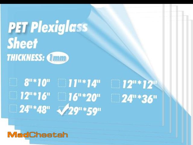 Lot 74-12095908 - Art3d 5-Pack of 29x59" PET/Plexiglass Sheets, Transparent Clear Flexible Plastic Sheet Panels for Cr...