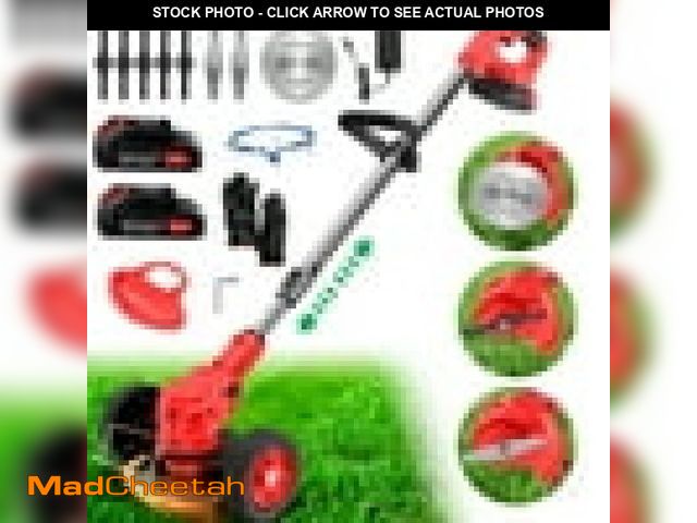 Lot 74-12481432 - (MISSING SOME BLADES) Tntants Electric Weed Wacker Cordless String Trimmer With Wheels 2Pcs 24V Batt...