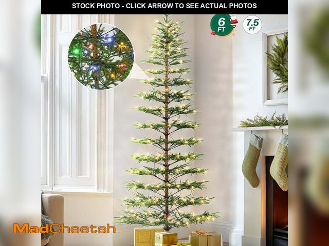 Lot 74-13054704 - Firstness Sparse Christmas Tree, 6FT Prelit Artificial Christmas Tree with 300 Colorful Lights &amp;...