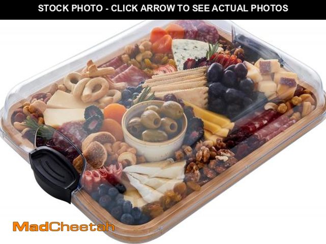 Lot 74-12326179 - Farberware Build-A-Board Bamboo Cutting Board with Single Storage Compartment, Clear Locking Lid, Bl...