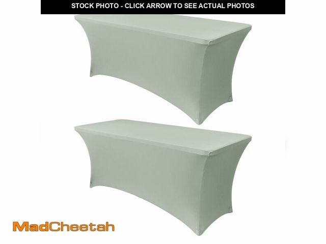 Lot 74-14270695 - Obstal 2PC Sage Green Tablecloth - 6ft Rectangle Spandex Table Cover for Party, Events, Banquets &am...