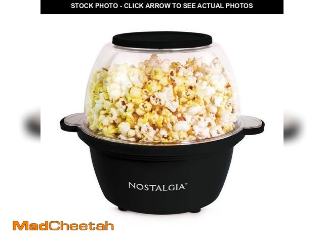 Lot 74-14223287 - *DIRTY* Nostalgia 450 W 64 oz Black Stirring Popcorn Machine *DIRTY*  - USED