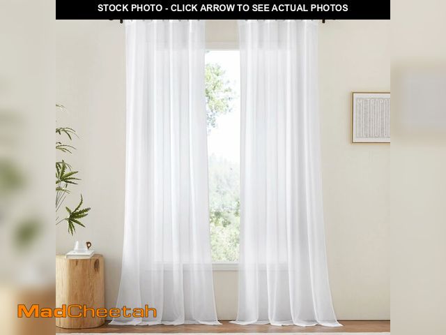 Lot 74-14150967 - NICETOWN White Sheer 102 inch Curtains for Living Room, Grommet Elegant and Airy Window Treatments T...