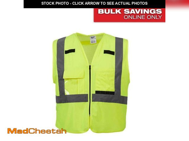 Lot 74-14607041 - Milwaukee Small/Medium Yellow Class 2 High Visibility Safety Vest with 10 Pockets 48-73-5021 - USED