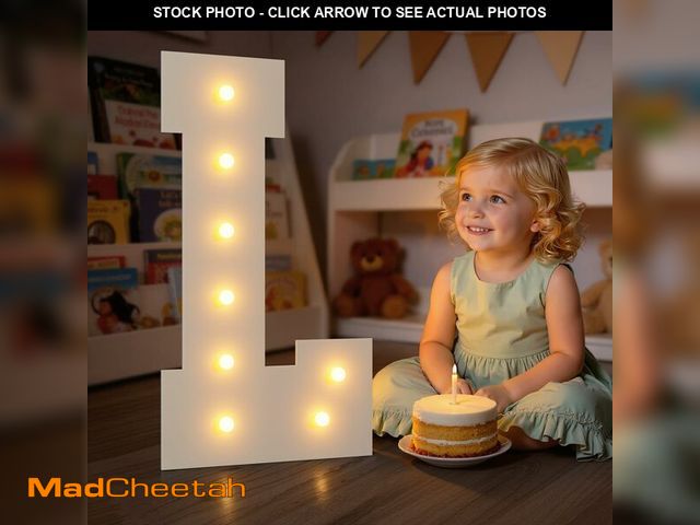 Lot 74-14263602 - 2FT Light up Letters, Large Marquee Letters L, 2 Feet Tall Big Sign L with Warm White Light for Birt...