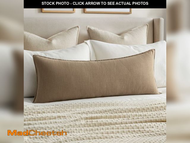 Lot 74-12714902 - MIULEE Decorative Long Body Lumbar Throw Pillow Cover 14x36 Inch KhakiÃ¢â¬â¹Boho Farmhouse Neutral...