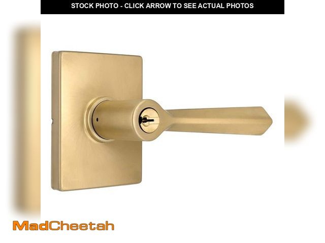 Lot 74-12465018 - Home Decorators Collection Wilshire Brushed Gold Keyed Entry Door Lever with Rectangle Rose Featurin...
