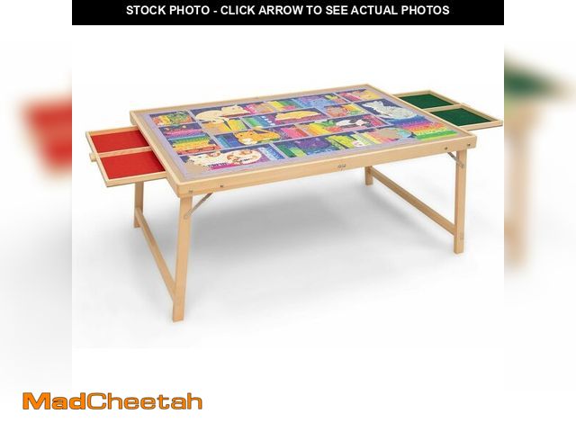 Lot 74-14443533 - Foldable Puzzle Table with Legs, Drawers &amp; Covers, 34"x 26" - UNUSED