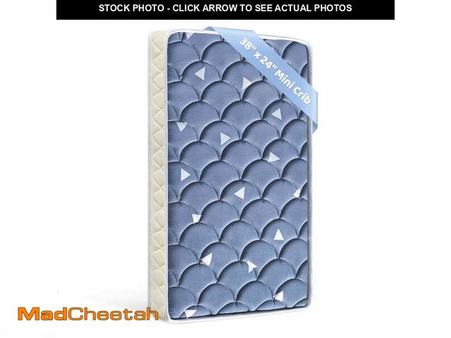 Lot 74-12578925 - Premium Dual Sided Mini Crib Mattress, 38x24x4 Inch, Firm Support and Comfort Foam, Hypoallergenic, ...