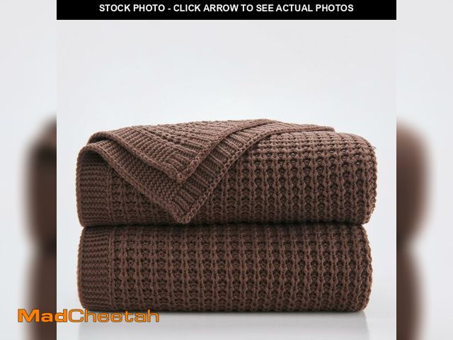 Lot 74-12700061 - Douceur Brown Throw Blanket for Bed, Soft Chunky Cable Knit Throw Blanket, Classic Fisherman's Rib S...