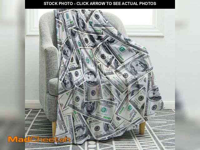Lot 74-12973669 - Jekeno Money Blanket 100 Dollar Bills Pattern Print Gifts for Dad Women Kids Girls Birthday Father's...