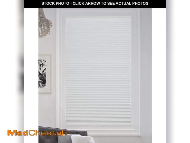 Lot 74-13646674 - (MISSING HARDWARE) BlindsAvenue White Cordless Blackout Cellular Honeycomb Shade, 9/16 in. Single Ce...