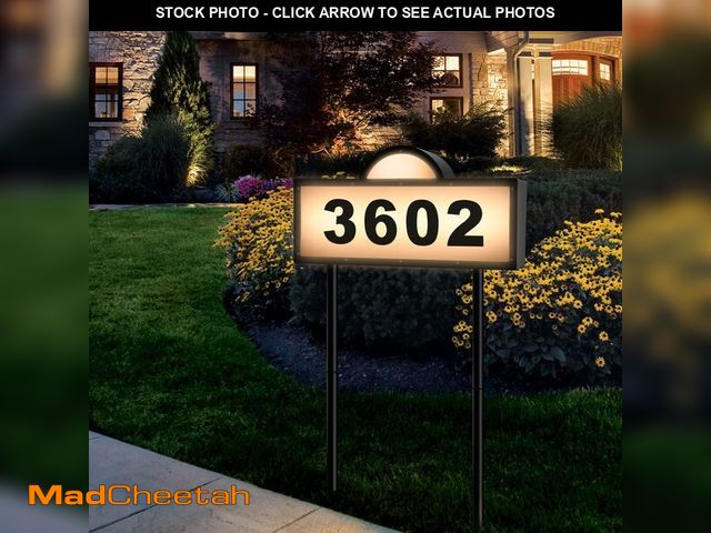Lot 74-14272482 - Solar Address Signs for Yard, Solar Powered Address Sign with Warm White &amp; Cold White, IP65 Wate...