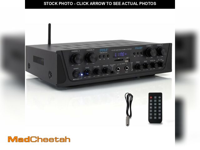 Lot 74-14591408 - (MISSING REMOTE) Pyle 4-Channel Audio Amplifier with Bluetooth - Home Stereo Receiver w/ 500W Max Po...